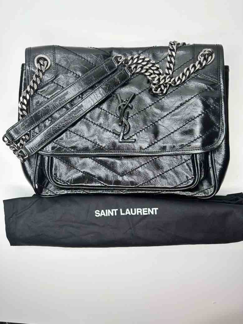 Ysl Niki Shoulder Bag, Black Leather, Medium