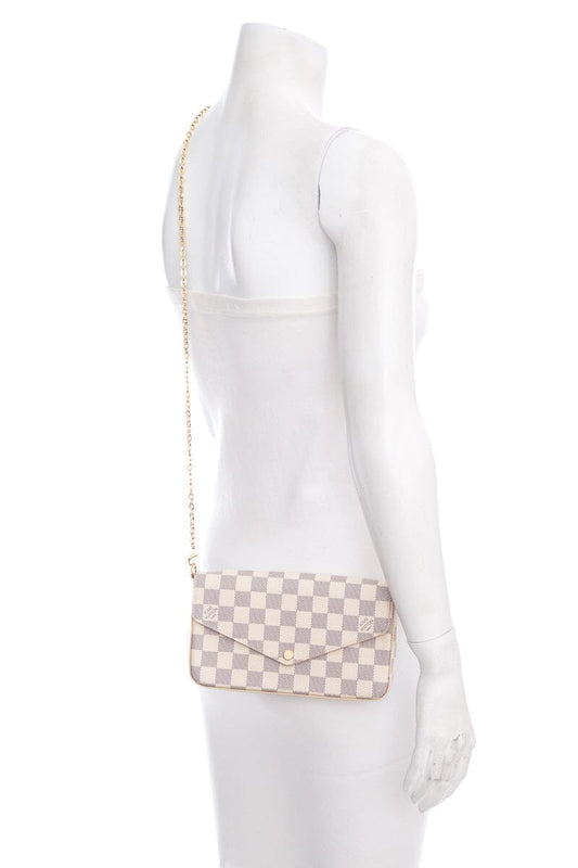 Louis Vuitton Felicie Pochette White Damier Cross-Body