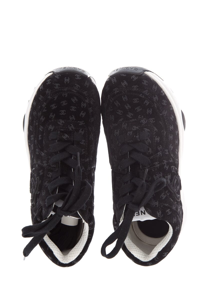 Chanel Black and White Logo CC Sneakers SZ 37