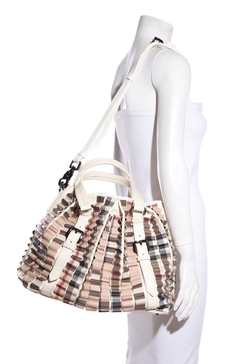 Burberry Cream Patent Leather Cartridge Novacheck Satchel