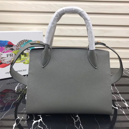 Prada Monochrome Bag In Grey Saffiano Leather