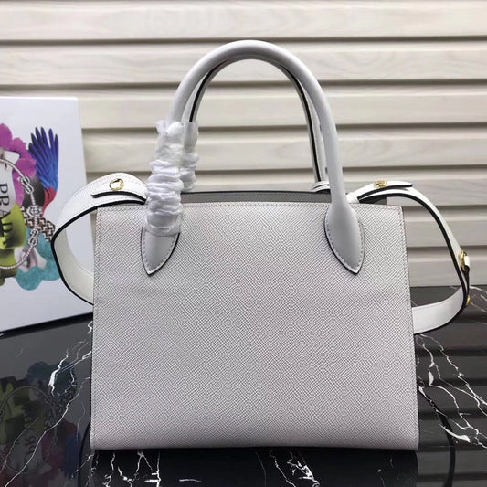 Prada Monochrome Bag In White Saffiano Leather