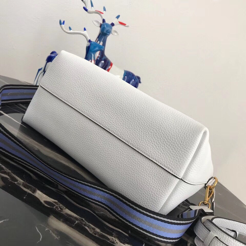 Prada White Calf Leather Top Handle Bag