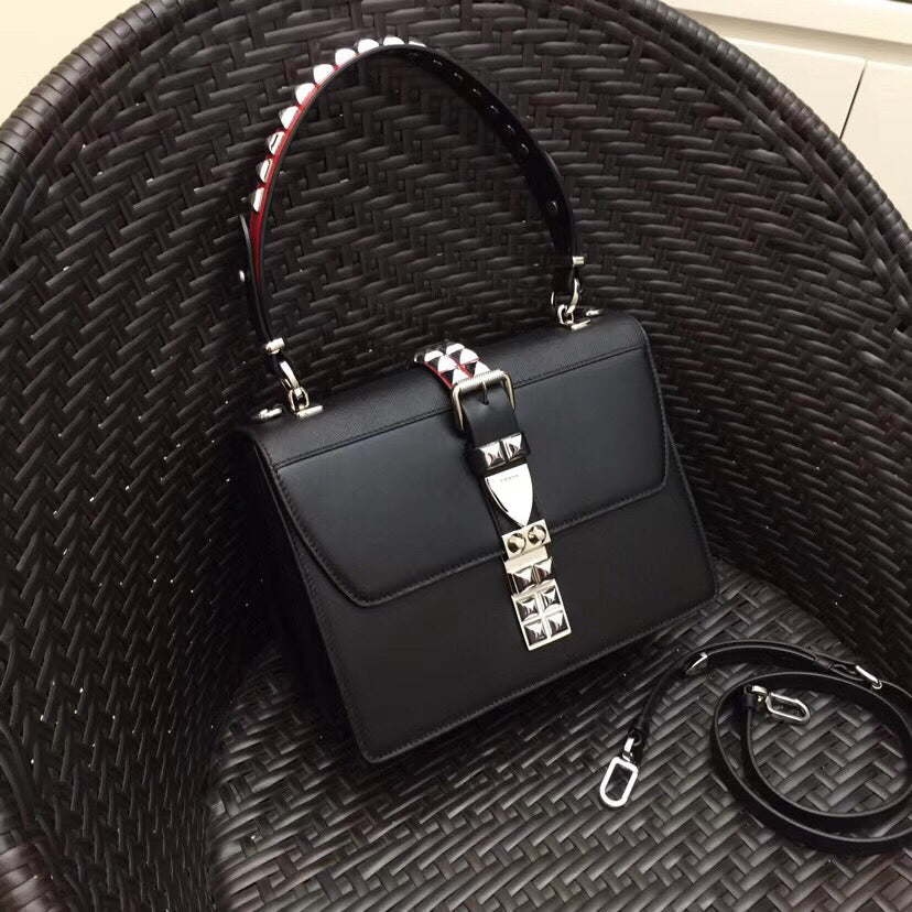 Prada Elektra Shoulder Bag In Black Leather