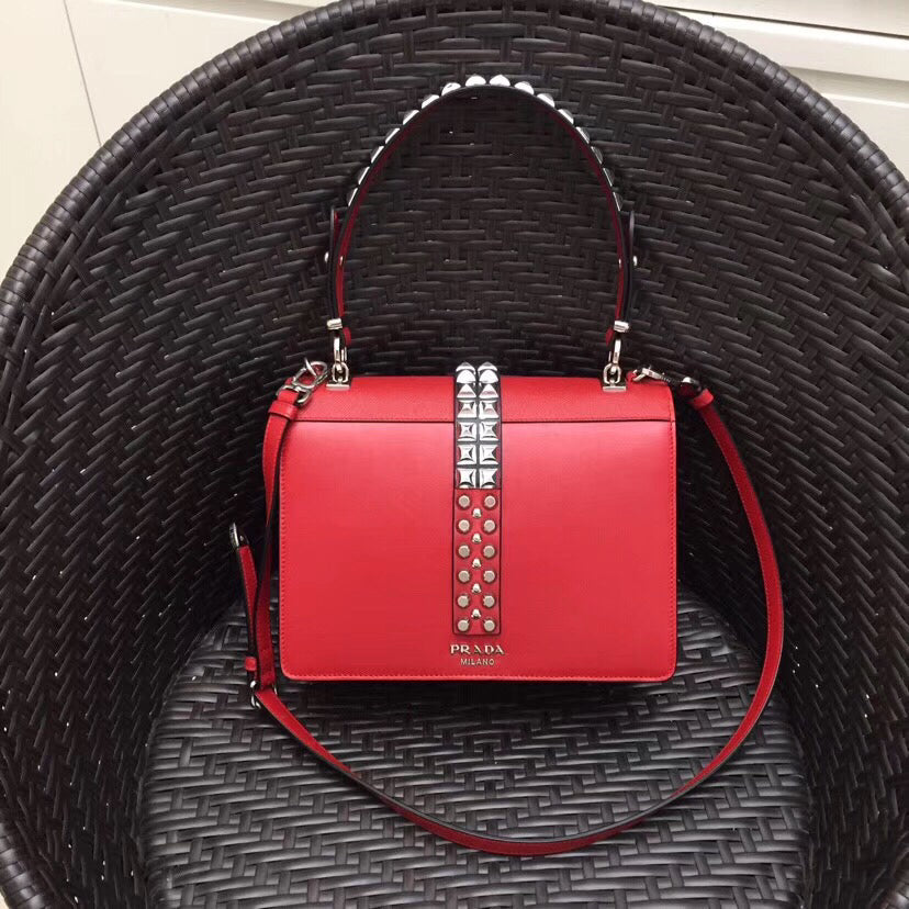 Prada Elektra Shoulder Bag In Red Leather