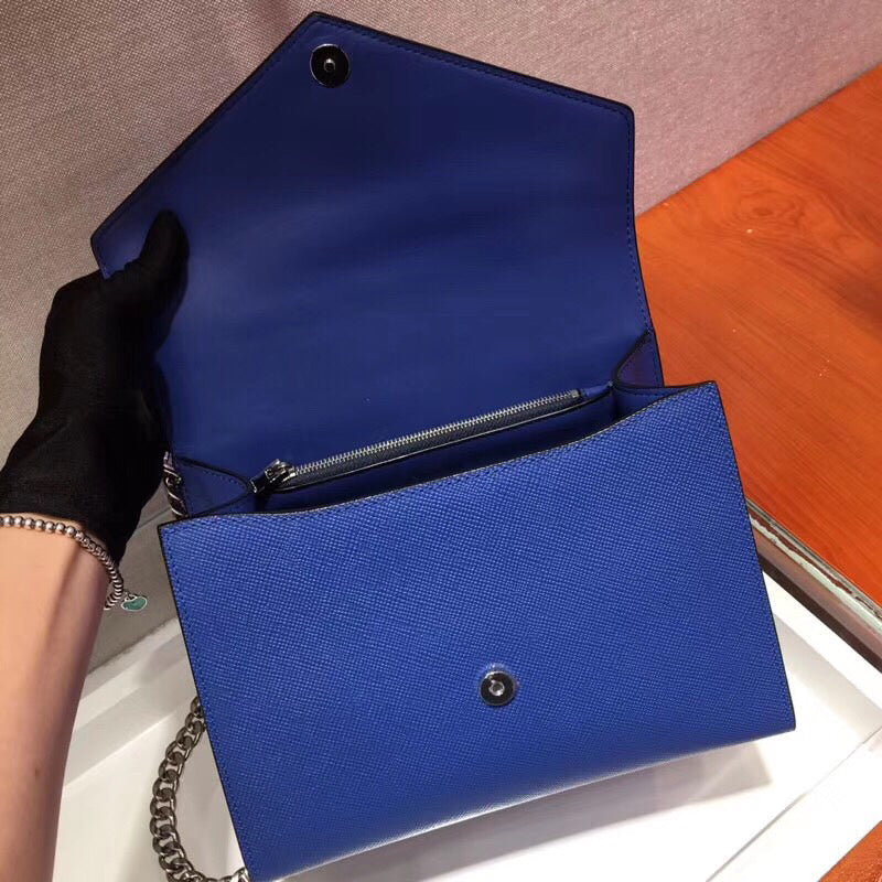 Prada Monochrome Top Handle Bag In Blue Saffiano Leather