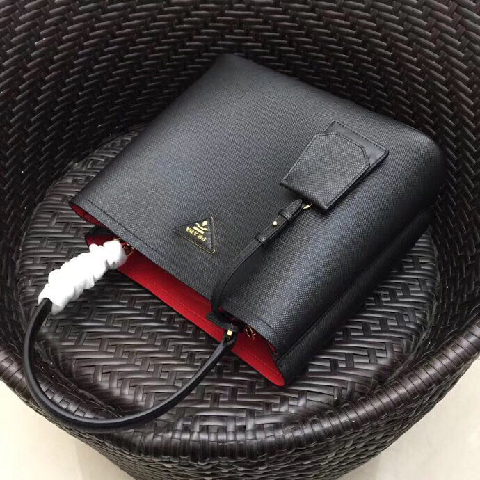 Prada Black Saffiano Leather Double Bag