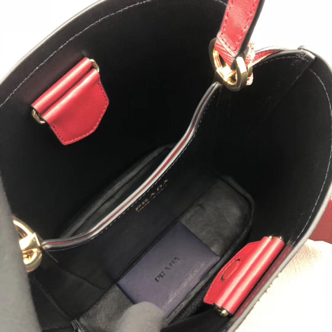 Prada Red Saffiano North South Double Medium Bag