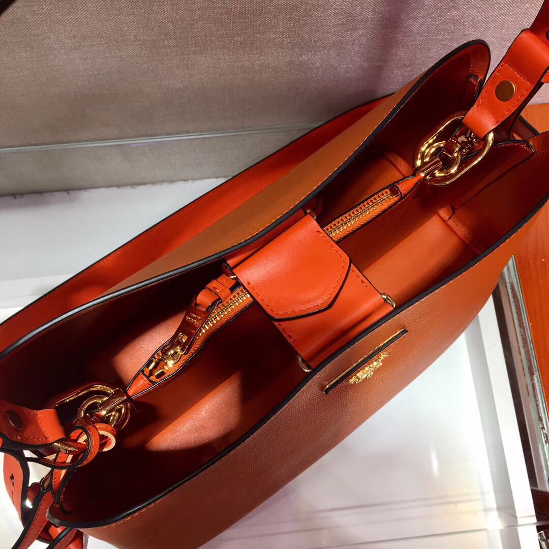 Prada Matinee Tote Bag In Orange Saffiano Leather