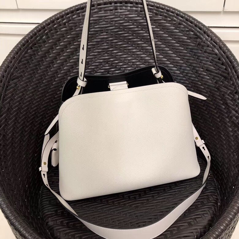 Prada Matinee Tote Bag In White Saffiano Leather