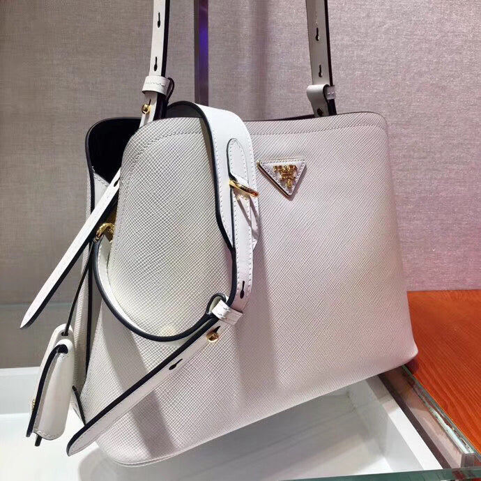 Prada Matinee Small Bag In White Saffiano Leather