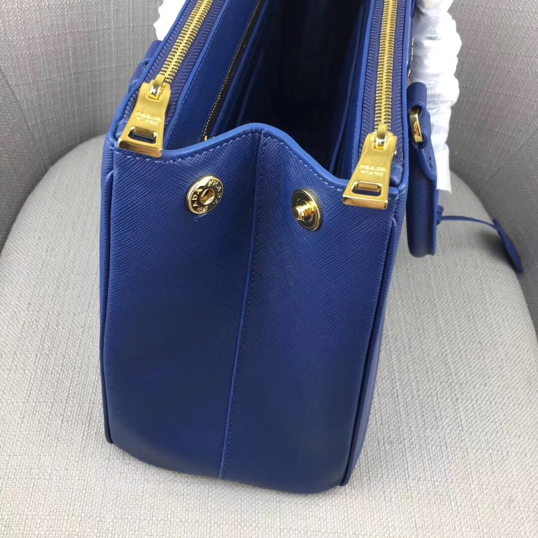 Prada Medium Galleria Bag In Blue Saffiano Leather