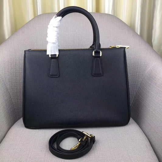 Prada Medium Galleria Bag In Black Saffiano Leather