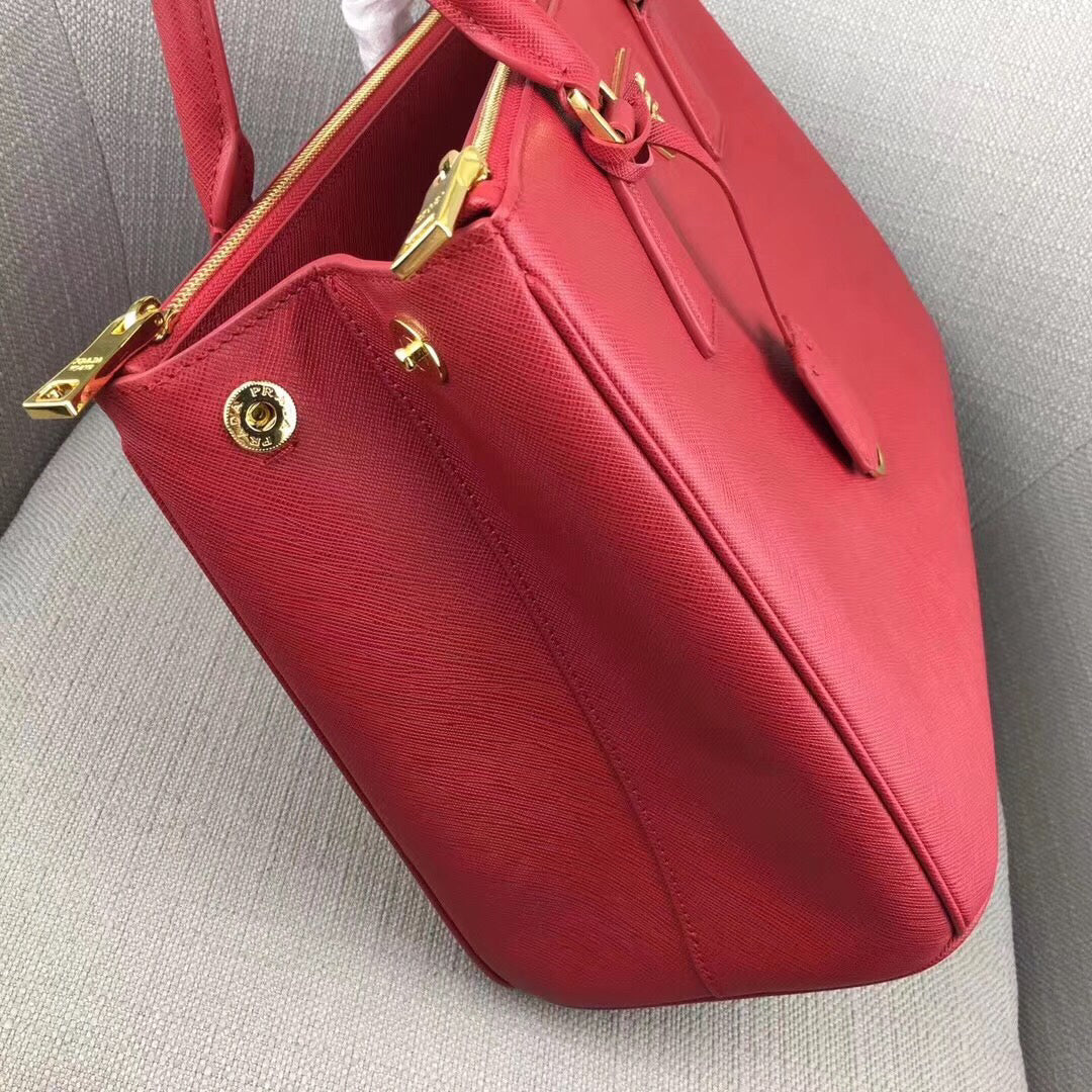 Prada Medium Galleria Bag In Red Saffiano Leather