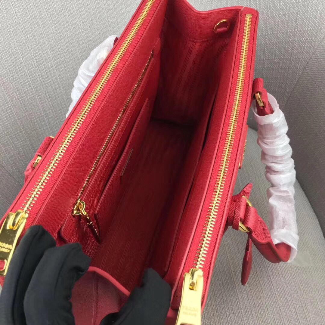 Prada Medium Galleria Bag In Red Saffiano Leather