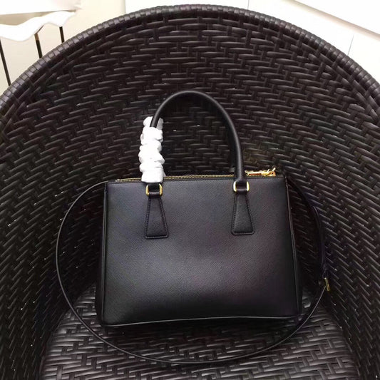 Prada Small Galleria Bag In Black Saffiano Leather