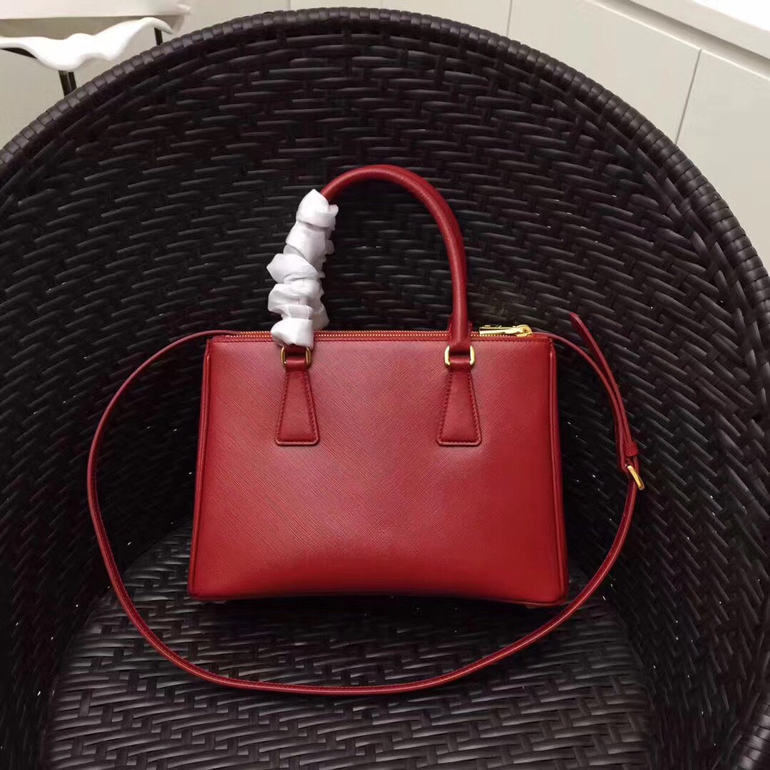 Prada Small Galleria Bag In Red Saffiano Leather