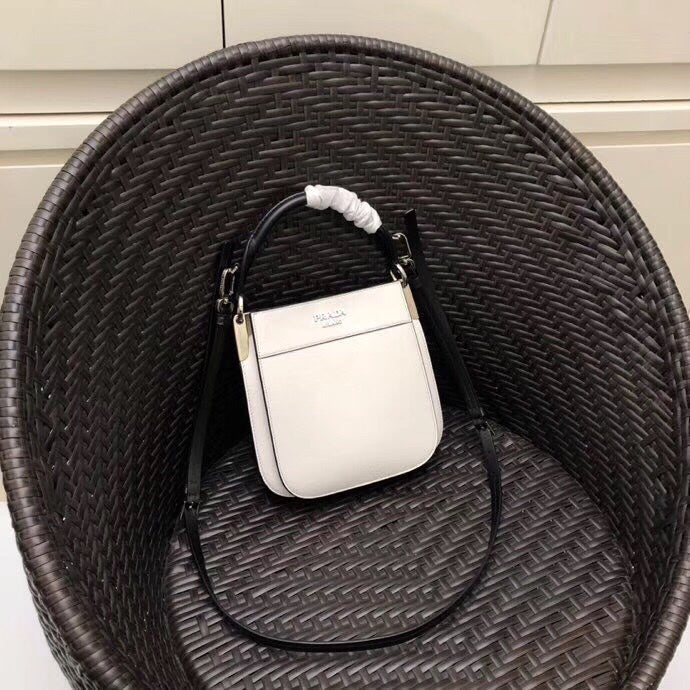 Prada Small Margit Bag In White Calfskin