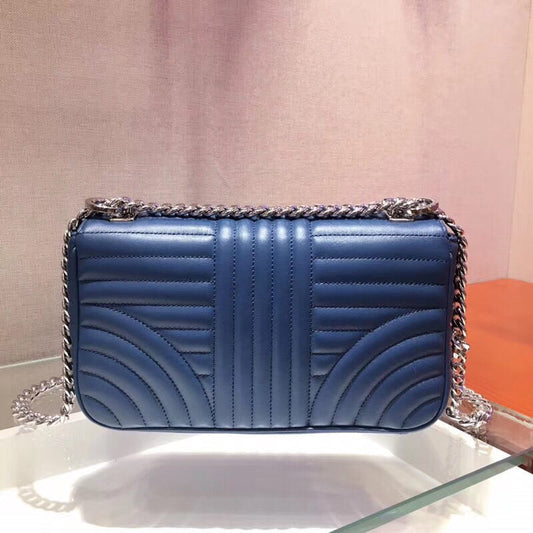 Prada Diagramme Flap Bag In Blue Calfskin