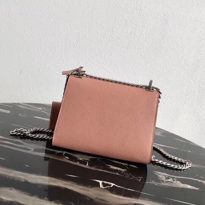 Prada Nude Monochrome Flap Bag With Metal Appliques