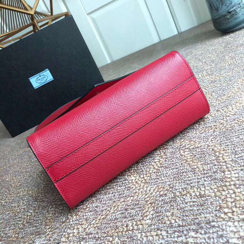 Prada Monochrome Flap Bag In Red Saffiano Leather