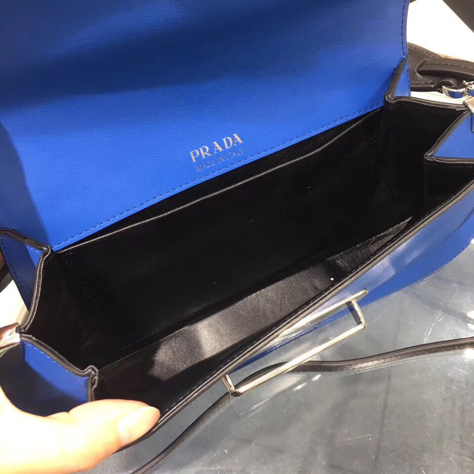 Prada Sidonie Shoulder Bag In Blue/Black Leather