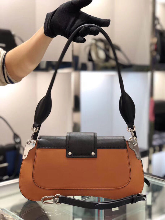 Prada Sidonie Shoulder Bag In Brown/Black Leather