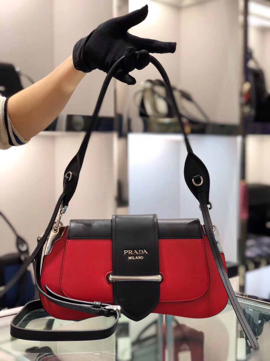 Prada Sidonie Shoulder Bag In Red/Black Leather