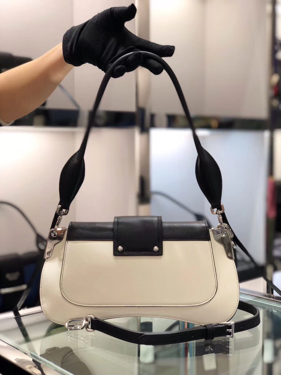 Prada Sidonie Shoulder Bag In Black/White Leather