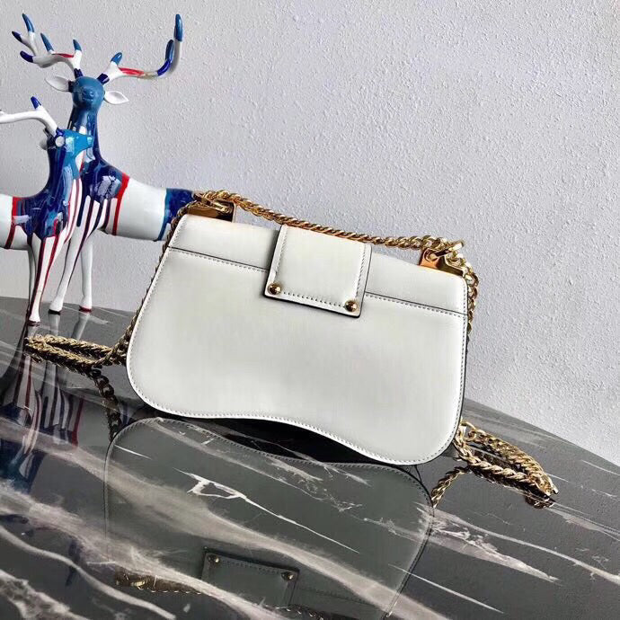 Prada Sidonie Shoulder Bag In White Calfskin