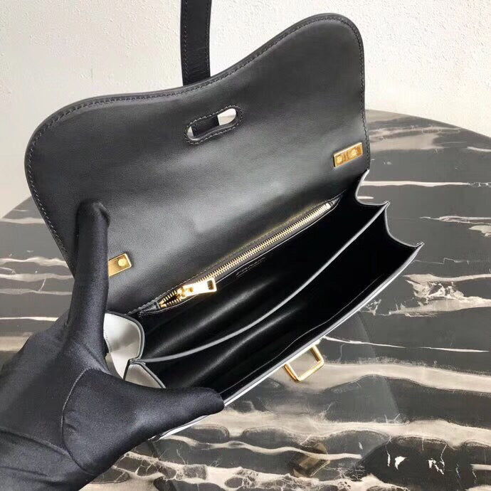 Prada Belle Shoulder Bag In Black/White Calf Leather