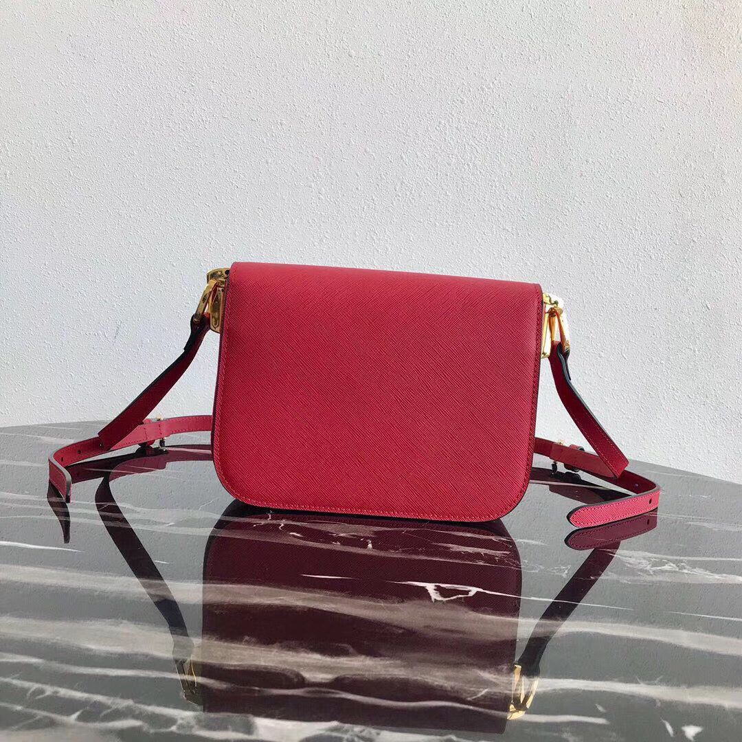 Prada Embleme Bag In Red Saffiano Leather