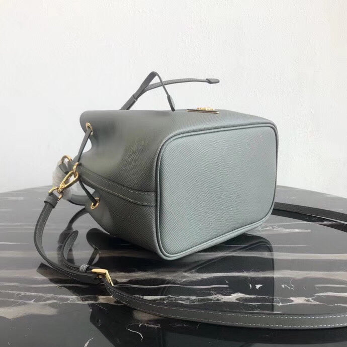 Prada Bucket Bag In Grey Saffiano Leather