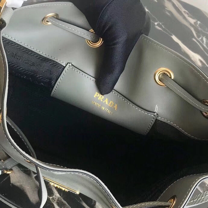 Prada Bucket Bag In Grey Saffiano Leather