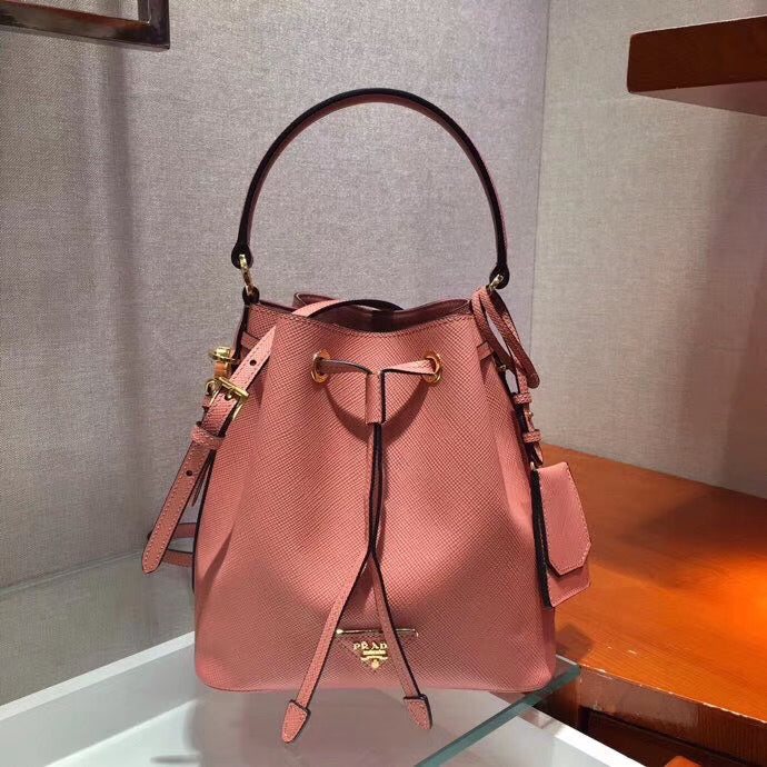 Prada Bucket Bag In Pink Saffiano Leather