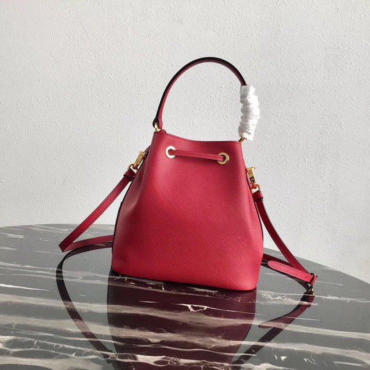 Prada Bucket Bag In Red Saffiano Leather