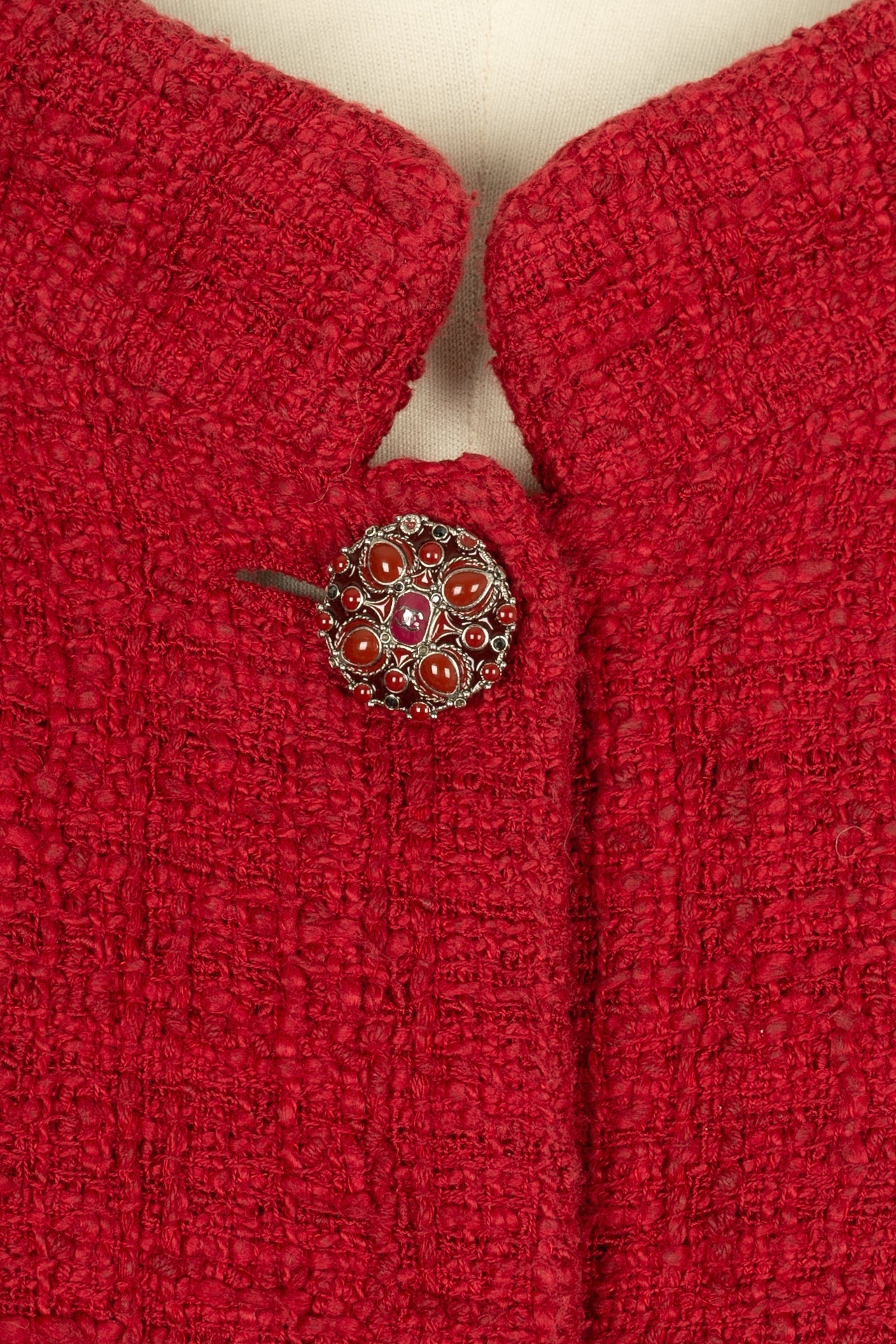 Veste rouge en tweed Chanel