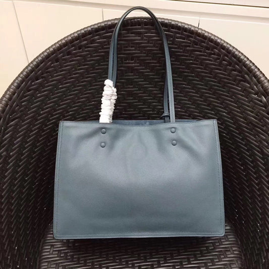 Prada Etiquette Tote Bag In Blue Calf Leather