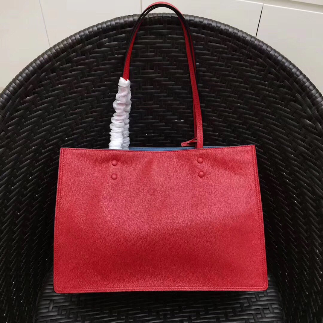 Prada Etiquette Tote Bag In Red Calf Leather