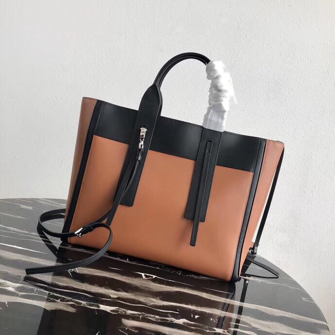 Prada Ouverture Large Tote Bag In Camel Calfskin