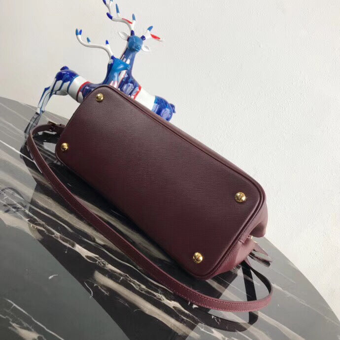 Prada Bicolor Double Medium Garnet Saffiano Bag