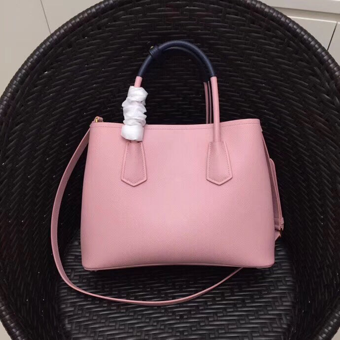 Prada Bicolor Double Medium Pink Saffiano Bag