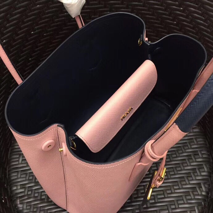 Prada Bicolor Double Medium Pink Saffiano Bag