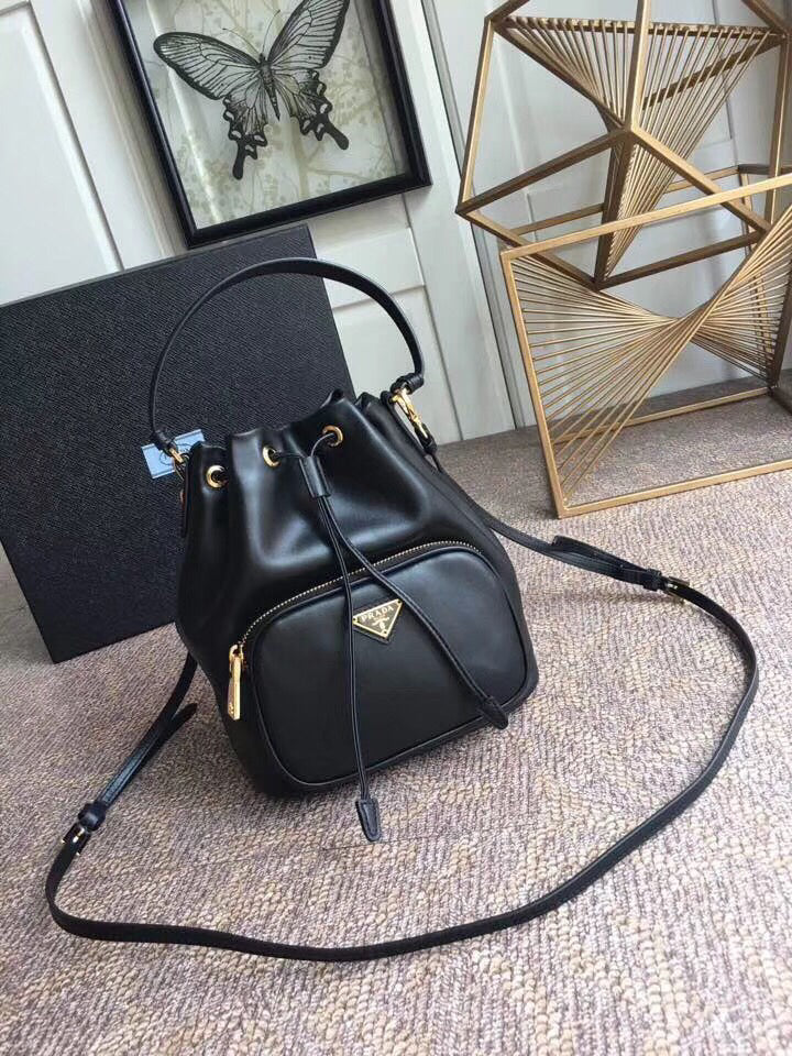 Prada Bucket Bag In Black Calfskin 1BH038