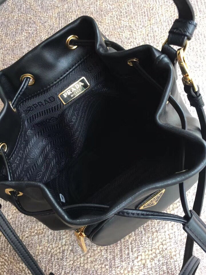 Prada Bucket Bag In Black Calfskin 1BH038