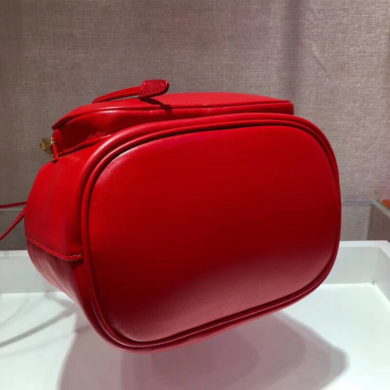 Prada Bucket Bag In Red Calfskin 1BH038