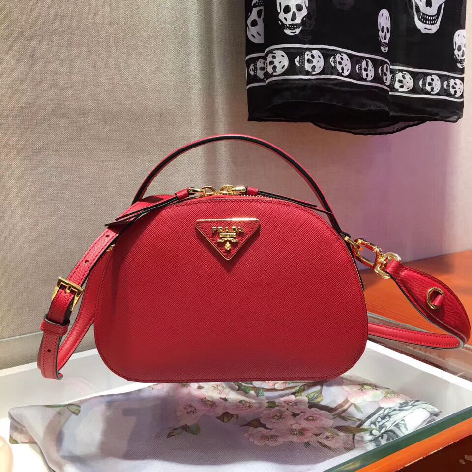 Prada Odette Red Saffiano Leather Bag