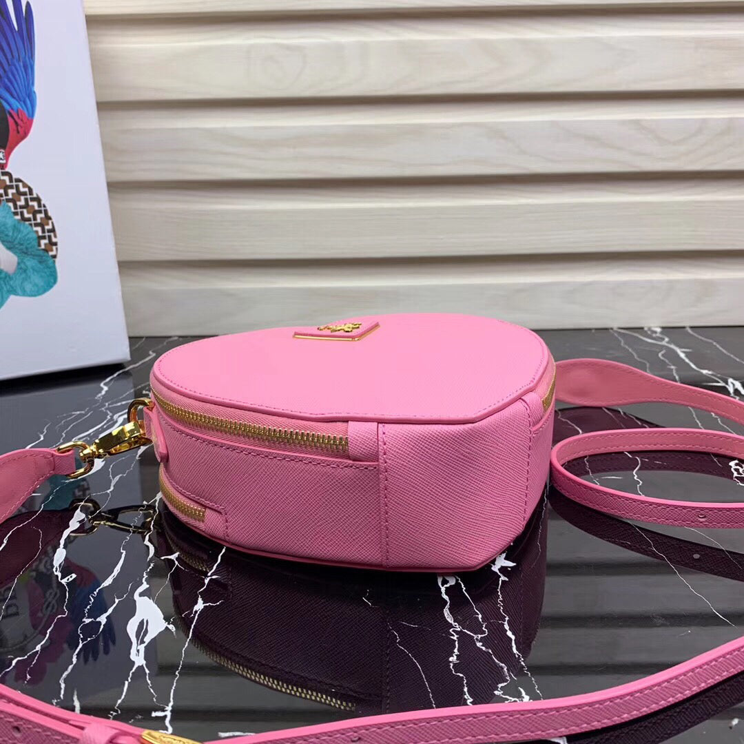 Prada Odette Heart Bag In Pink Saffiano Leather