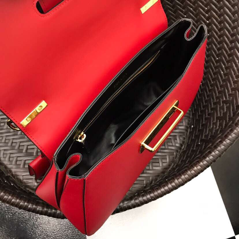 Prada Red Large Sidonie Saffiano Leather Bag