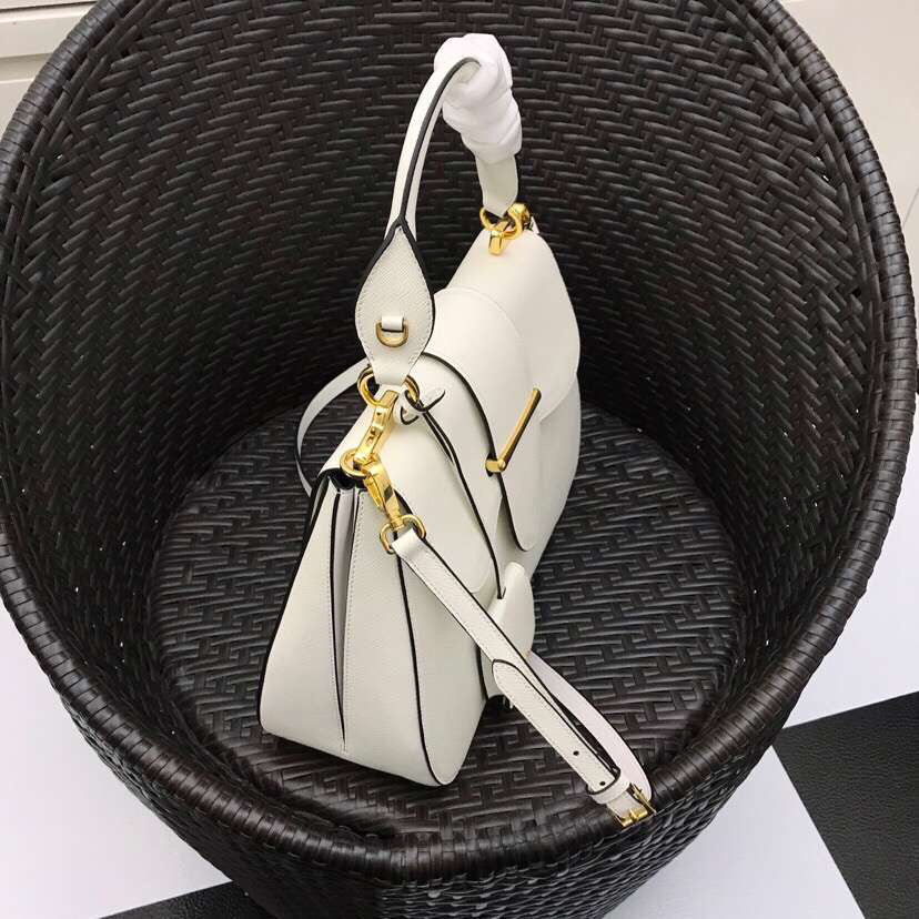 Prada White Large Sidonie Saffiano Leather Bag